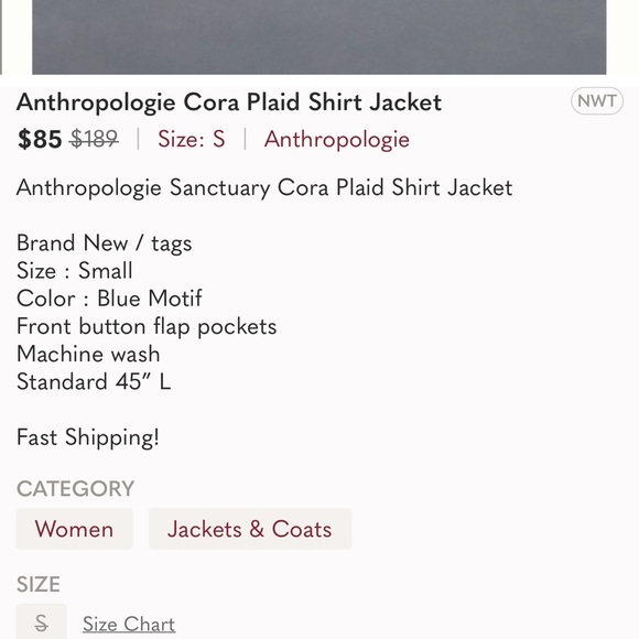 Anthropology Sanctuary NWT Cora Plaid Shirt Jacket. - Picture 16 of 16